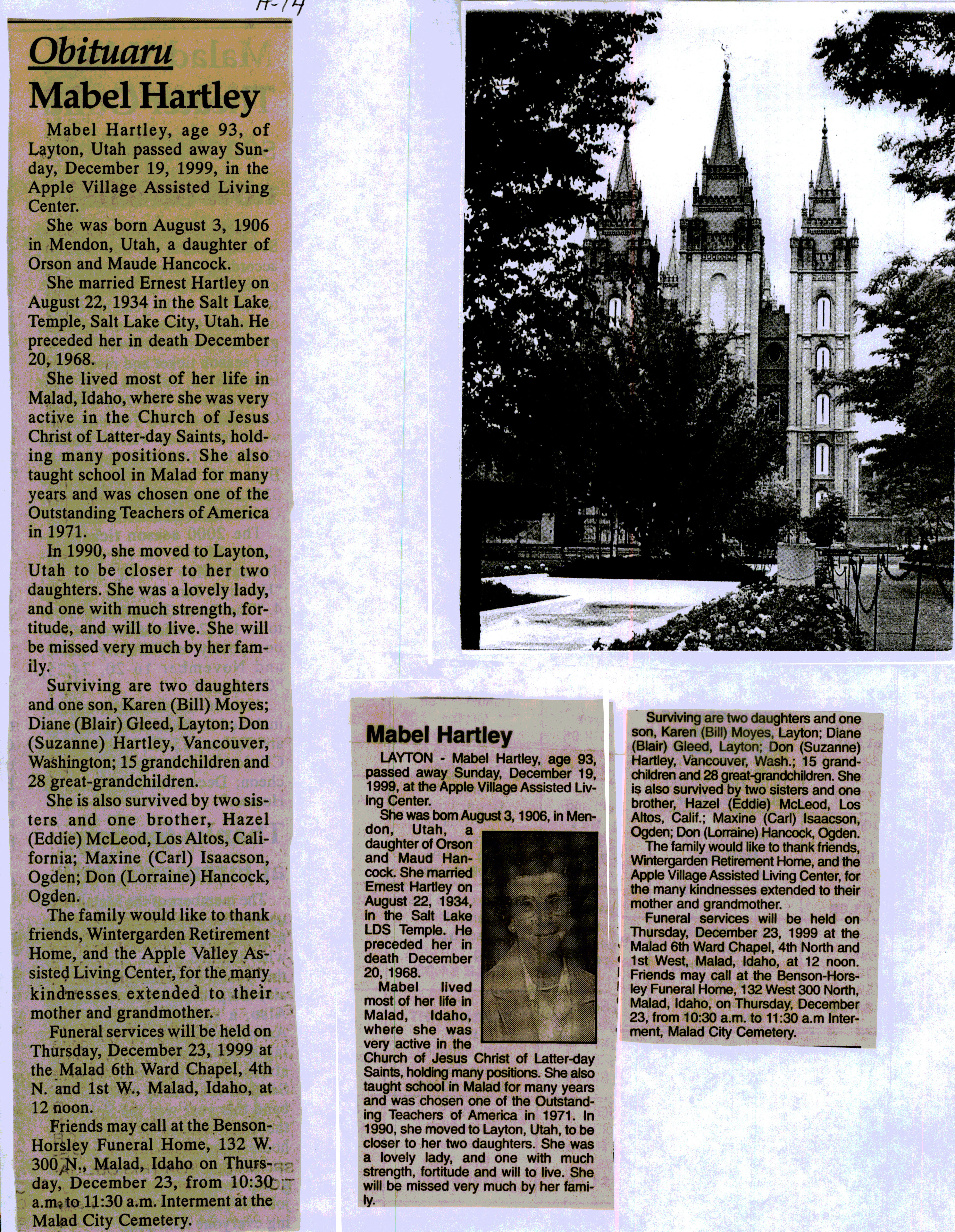 Mabel Hartley obit