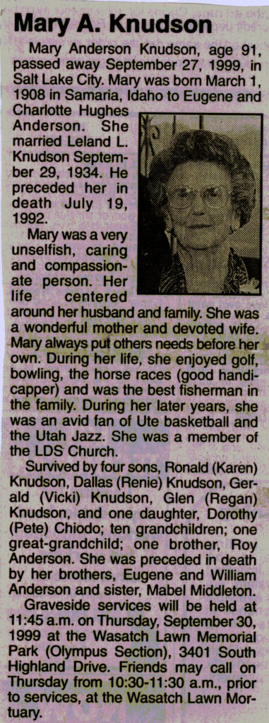 Mary Anderson Knudson obit