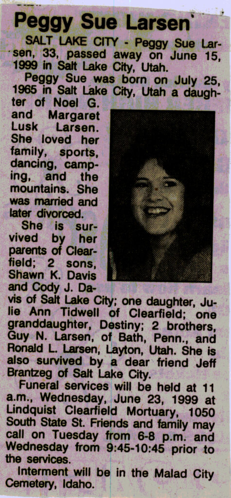 Peggy Sue Larsen obit