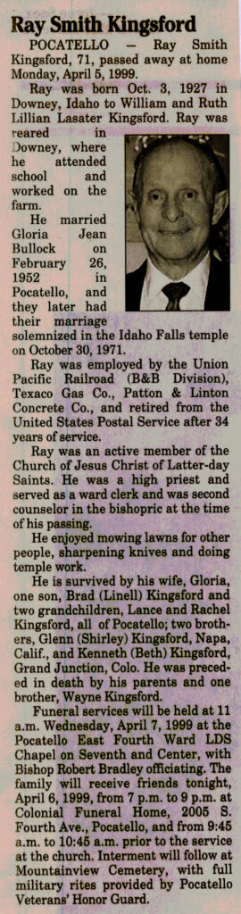 Ray Smith Kingsford obit