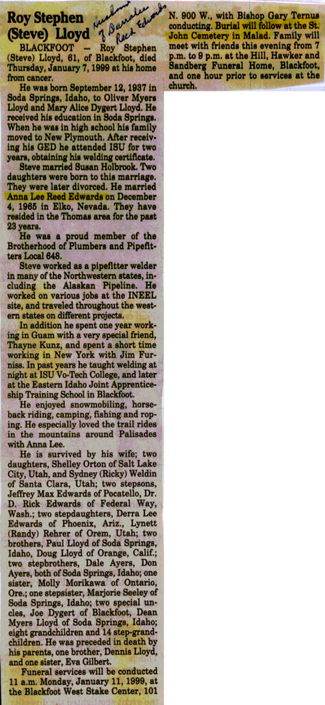 Roy Stephen (Steve) Lloyd obit
