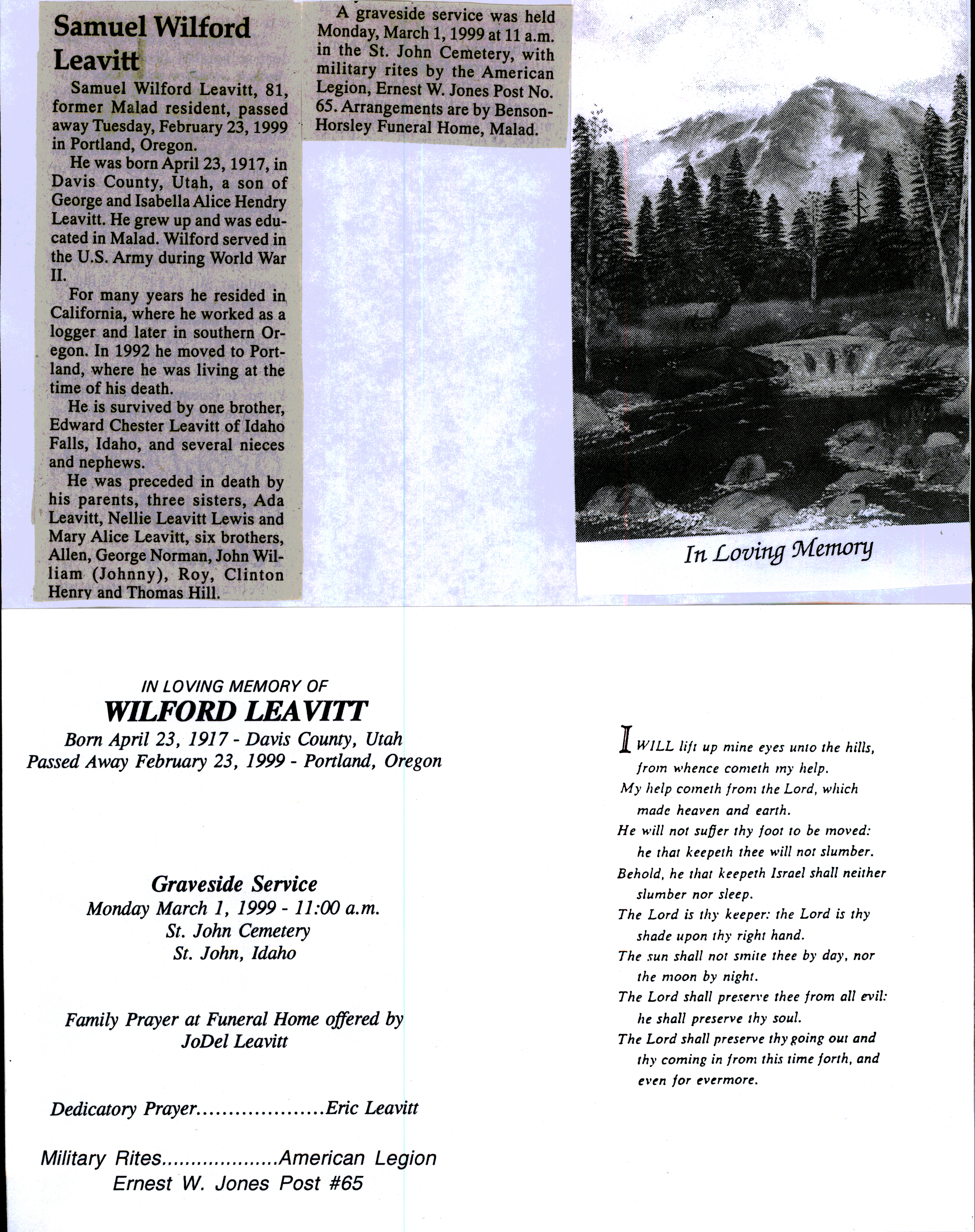 Samuel Wilford Leavitt obit and program