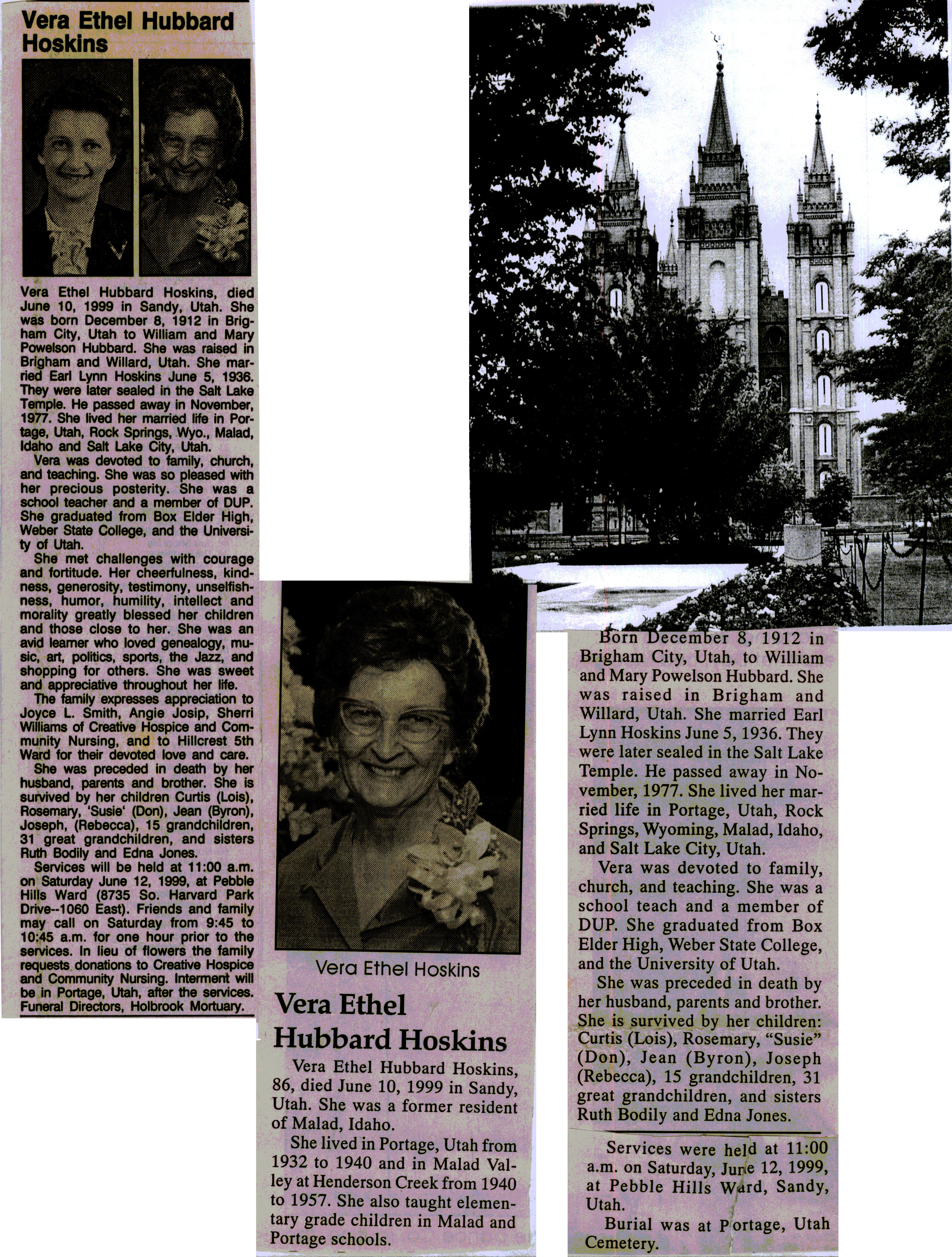Vera Ethel Hubbard Hoskins obit