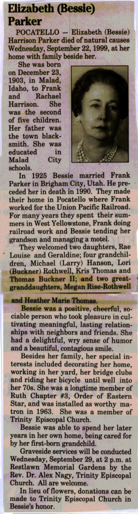 Elizabeth (Bessie) Harrison Parker obit