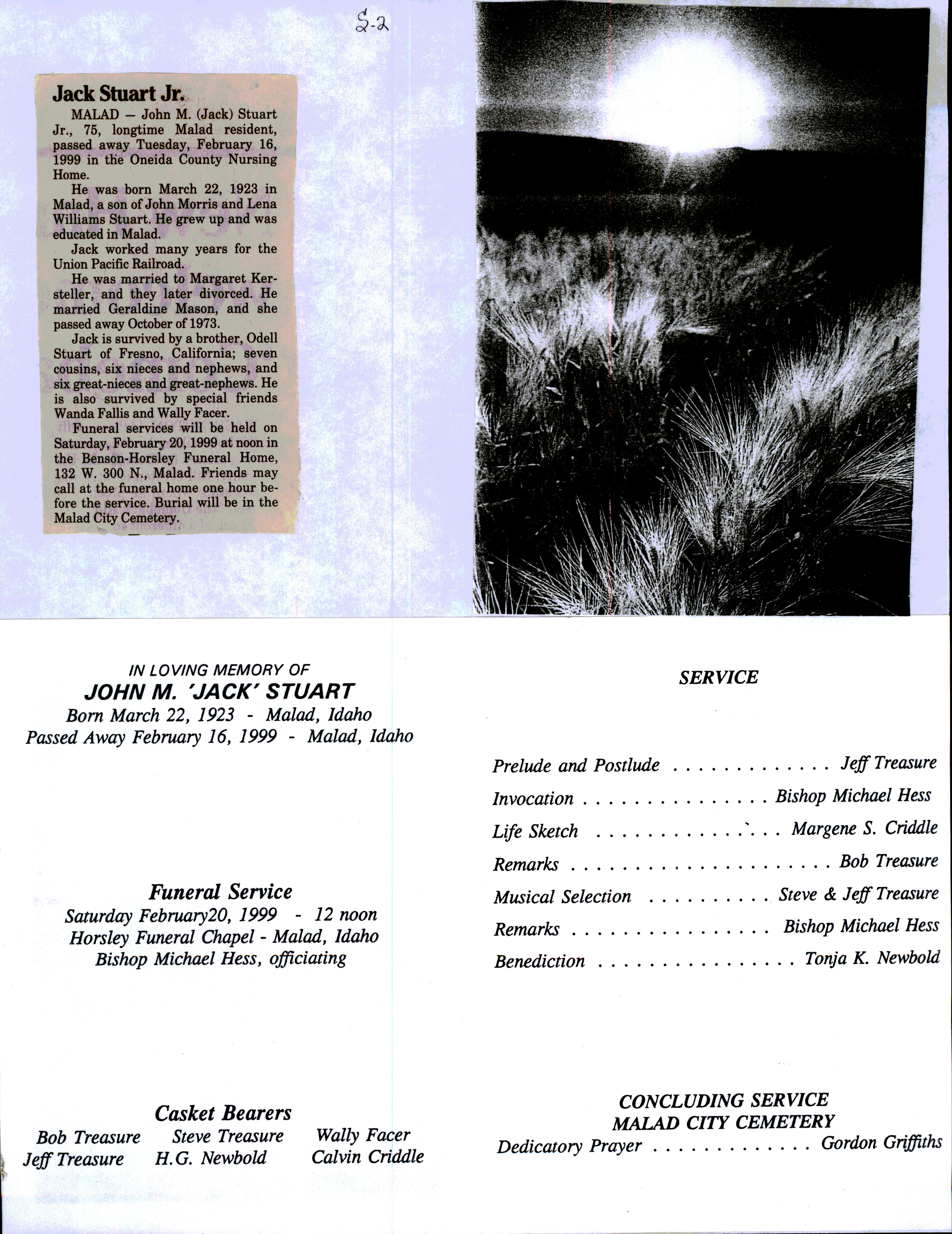 John M (Jack) Stuart obit and program