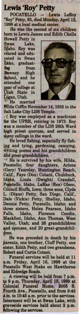 Lewis LeRoy (Roy) Petty obit