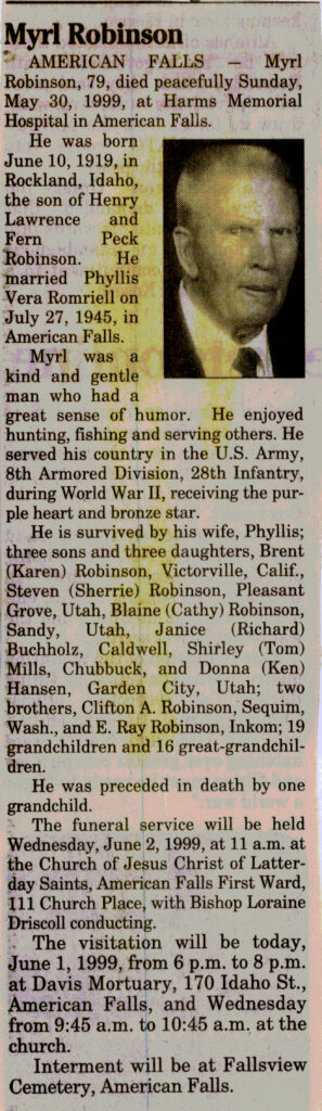 Myrl Robinson obit