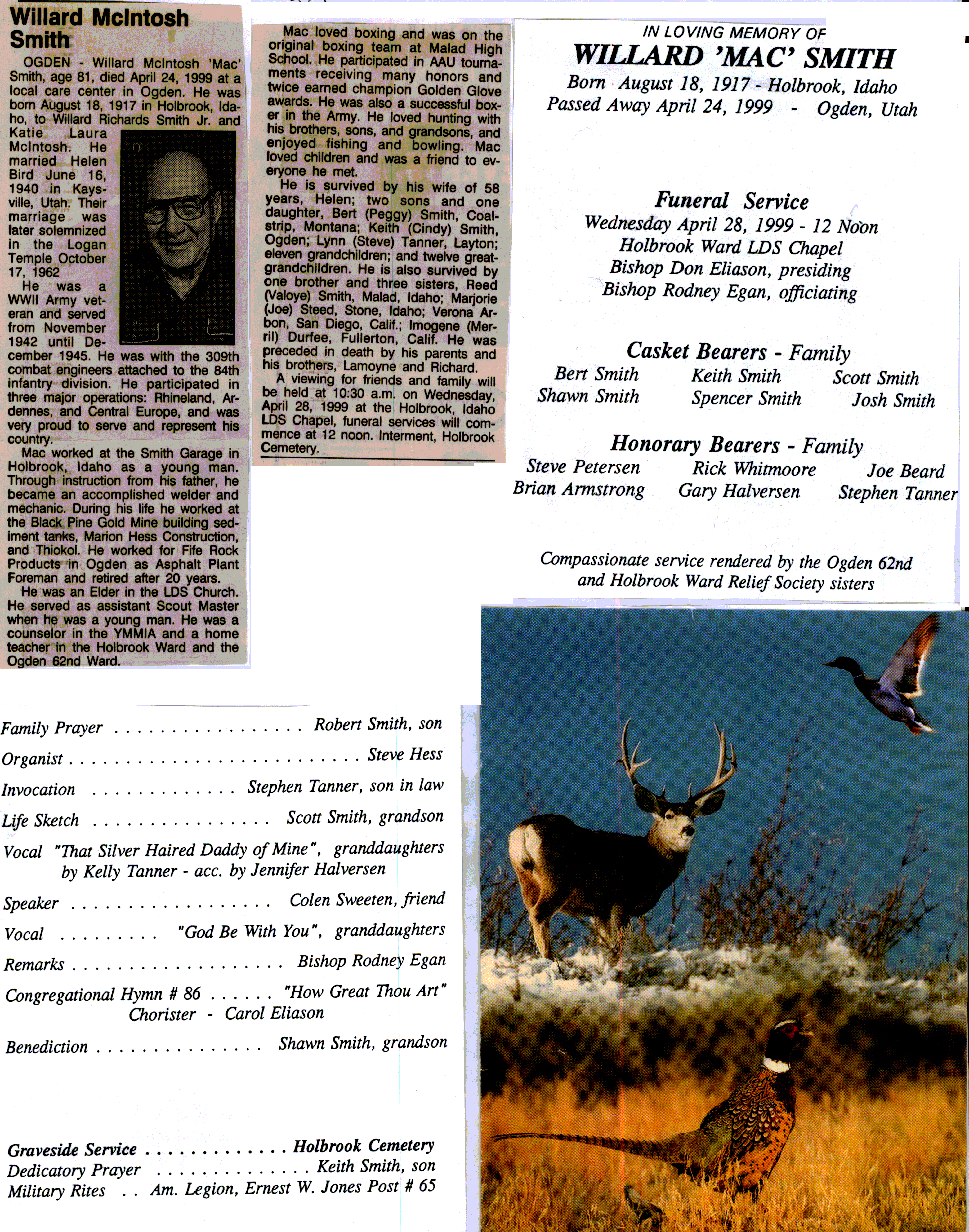 Willard Mcintosh (Mac) Smith obit and program