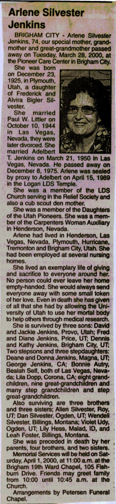 Arlene Silvester Jenkins obit