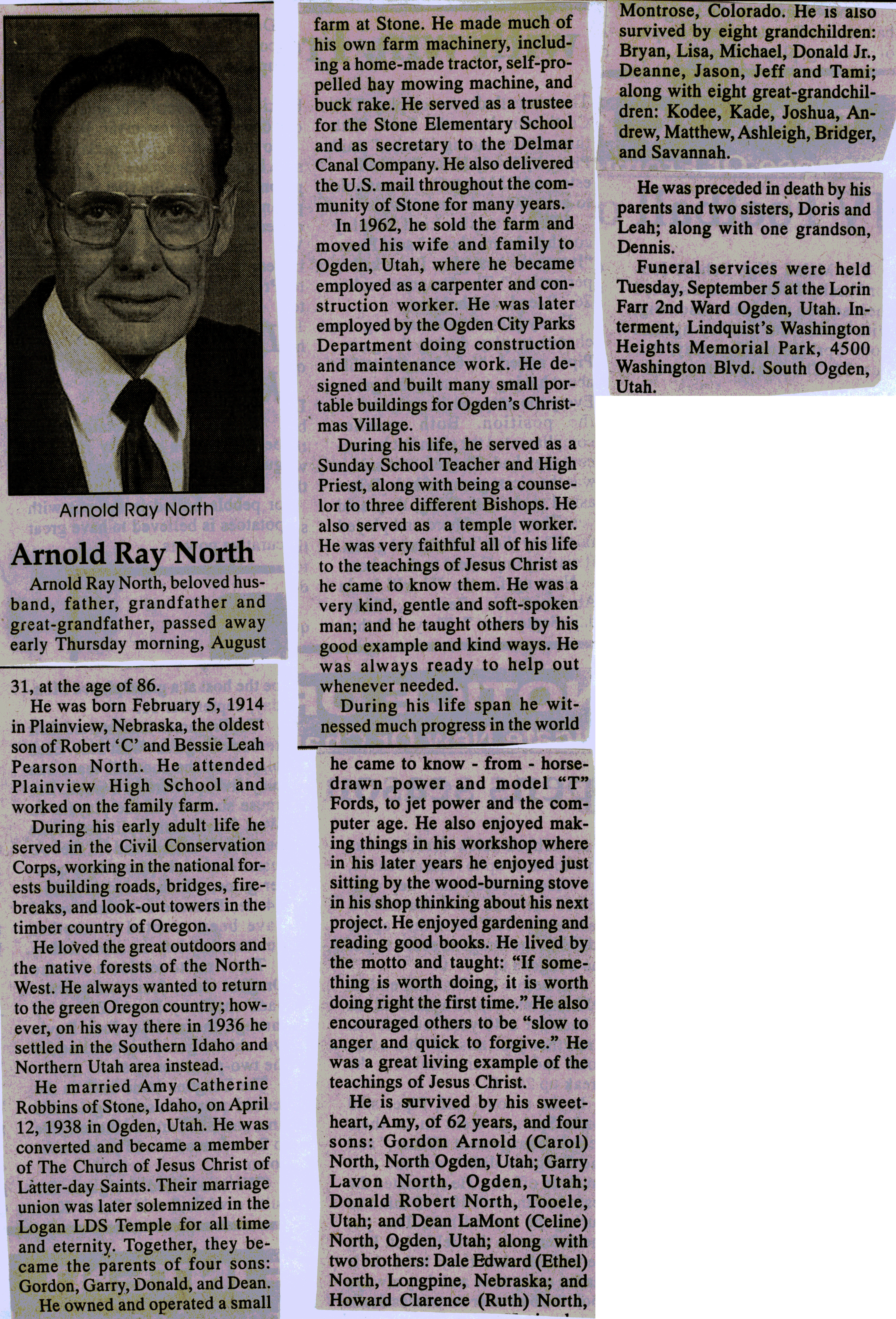 Arnold Ray North obit