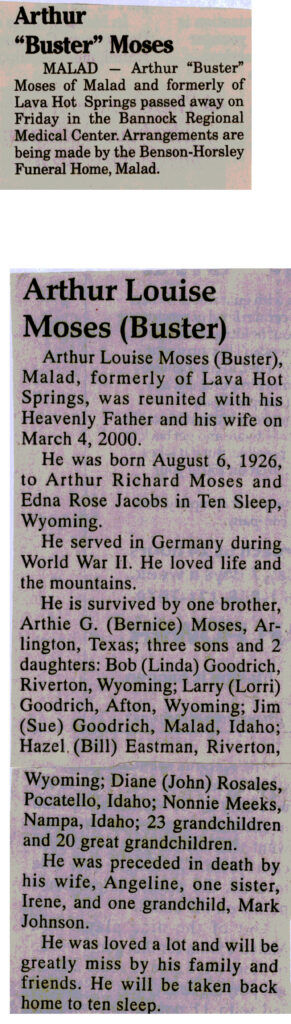 Arthur Louise (Buster) Moses obit