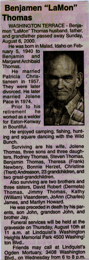 Benjamen (LaMon) Thomas obit