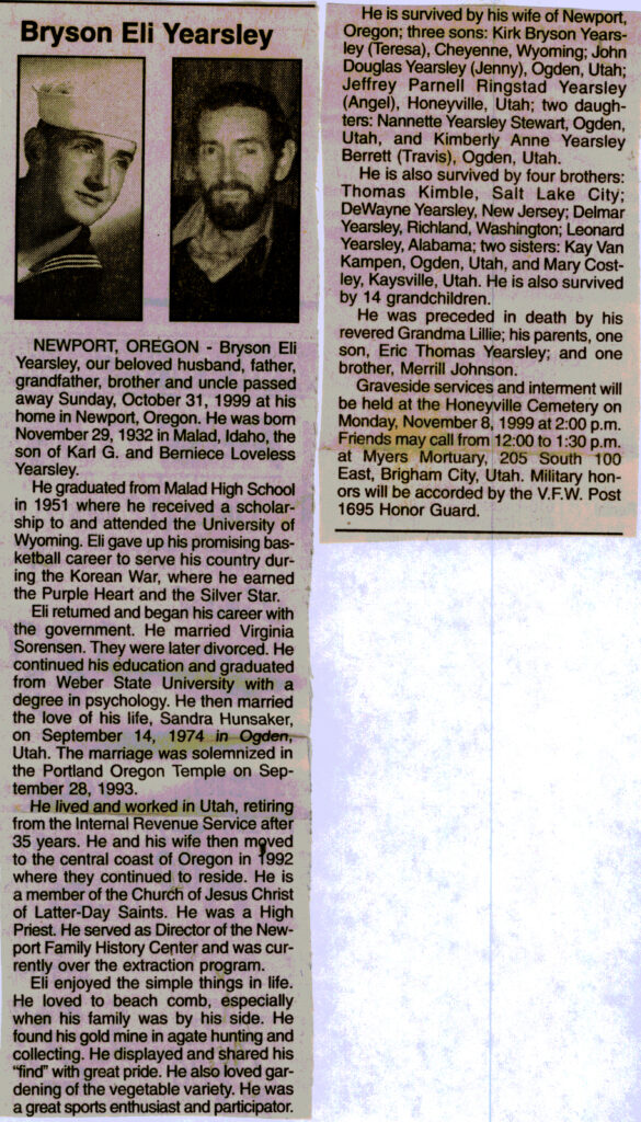 Bryson Eli Yearsley obit