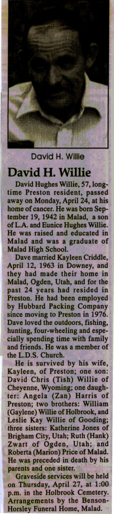 David Hughes Willie obit