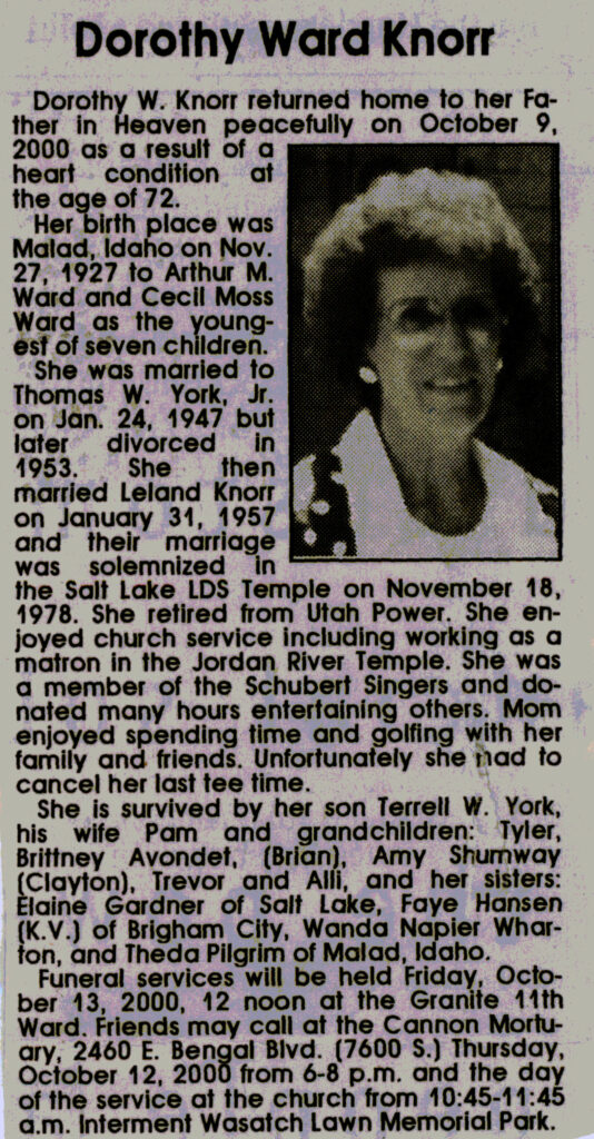 Dorothy Ward Knorr obit