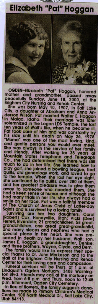 Elizabeth (Pat) Hoggan obit