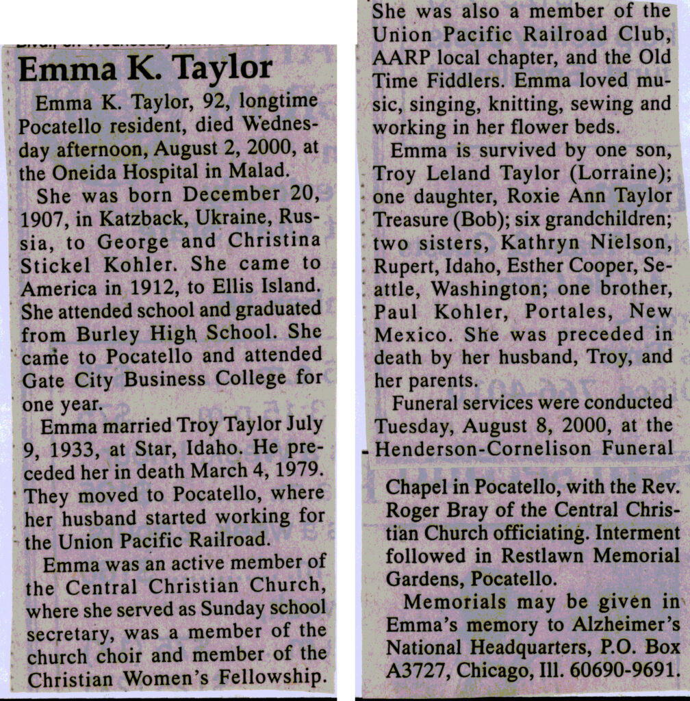 Emma K Taylor obit