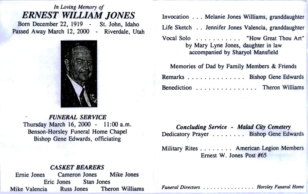 Ernest W (Ernie) Jones program