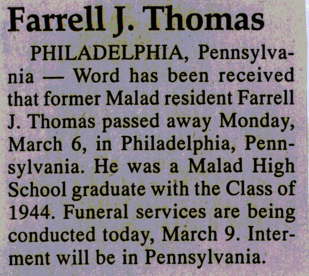 Farrell J. Thomas obit