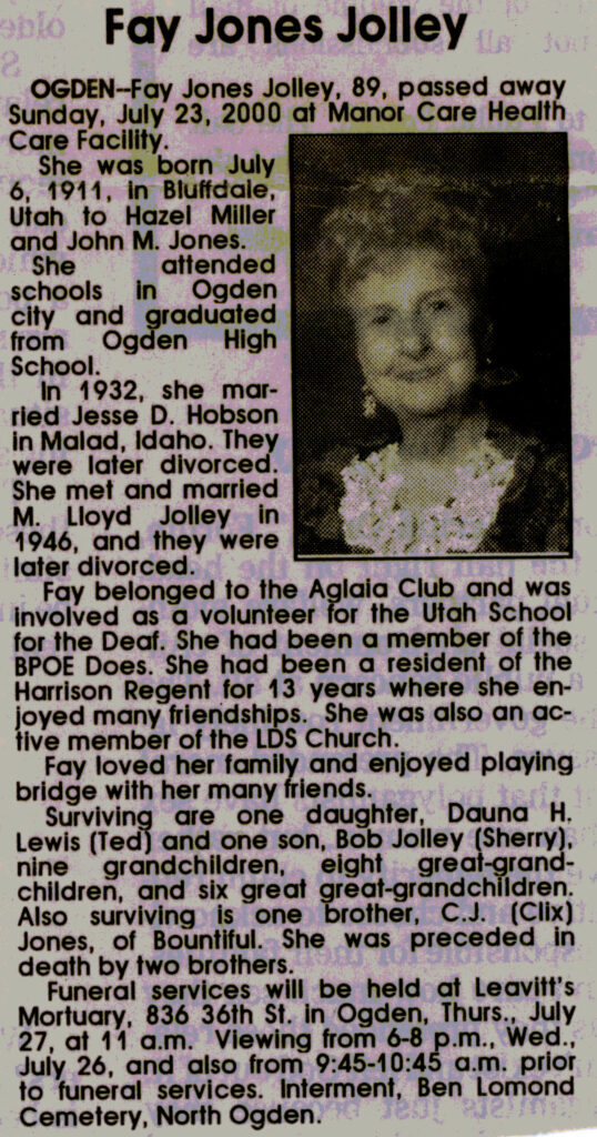 Fay Jones Jolley obit