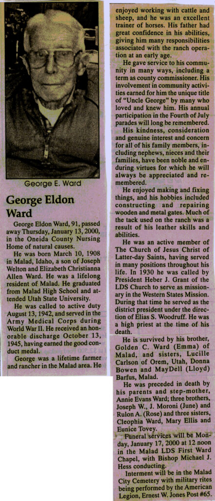 George Eldon Ward obit