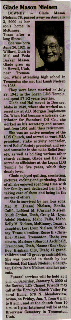 Glade Mason Nielsen obit