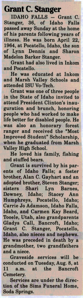 Grant C Stanger obit