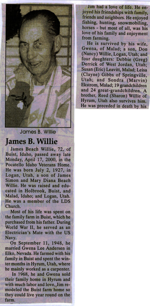 James Beach Willie obit