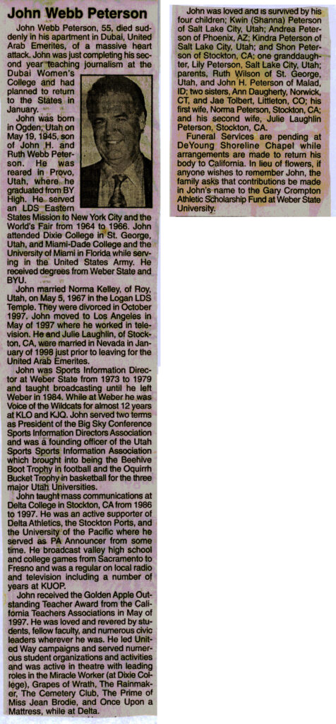 John Webb Peterson obit