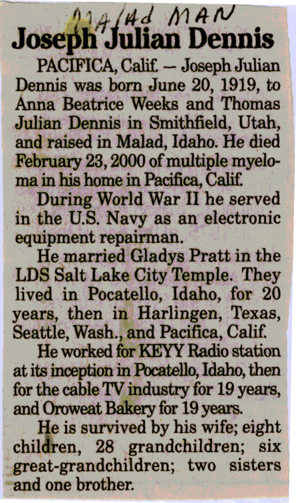 Joseph Julian Dennis obit