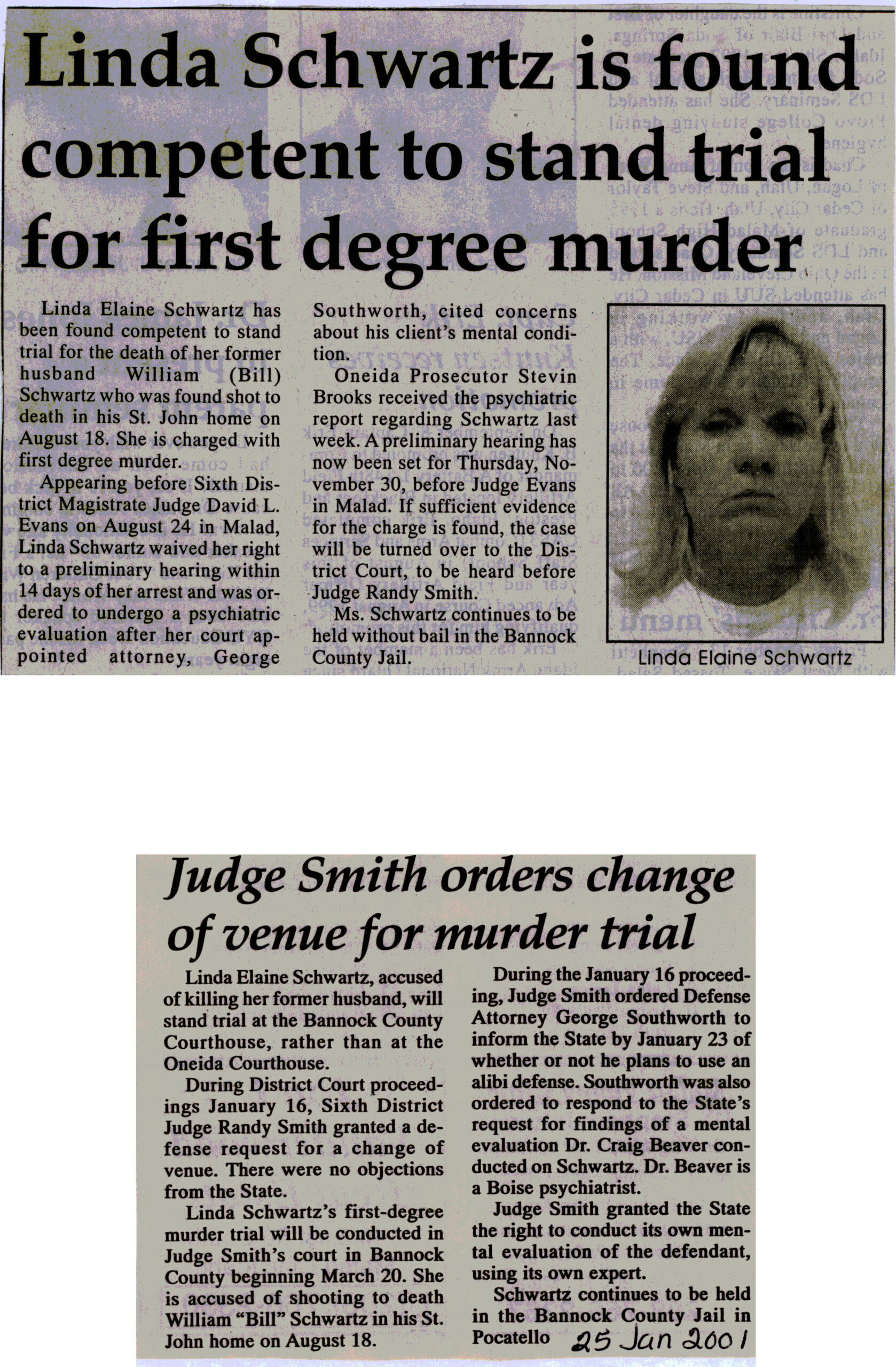 Linda Schwartz murder trial article