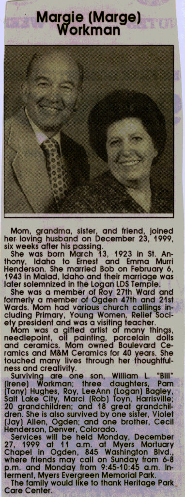 Margie (Marge) Workman obit