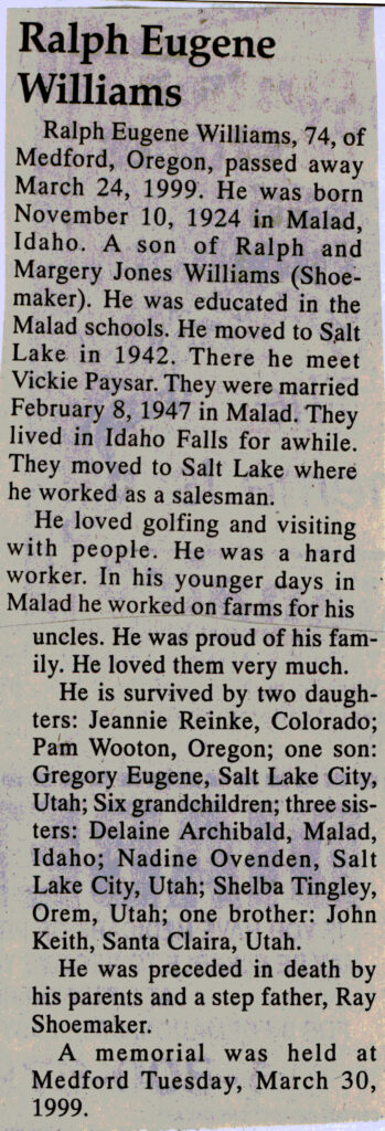 Ralph Eugene Williams obit