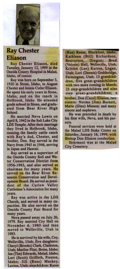 Ray Chester Eliason obit