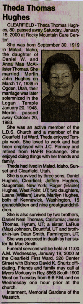 Theda Thomas Hughes obit