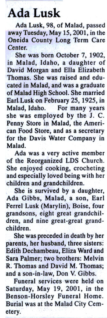 Ada Lusk obit