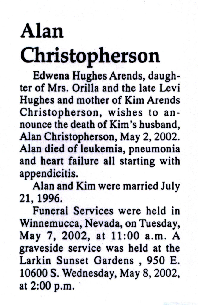 Alan Christopherson death notice