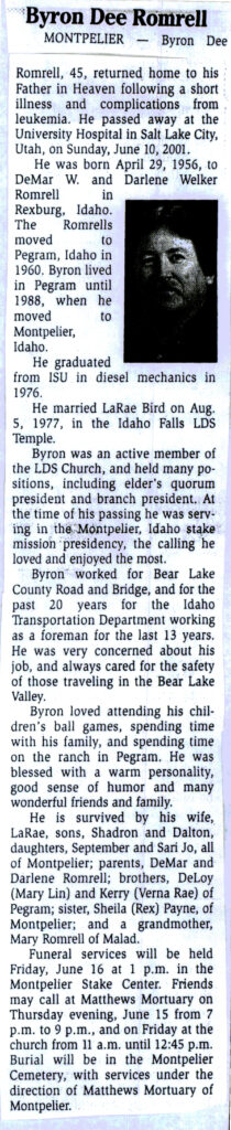 Byron Dee Romrell obit