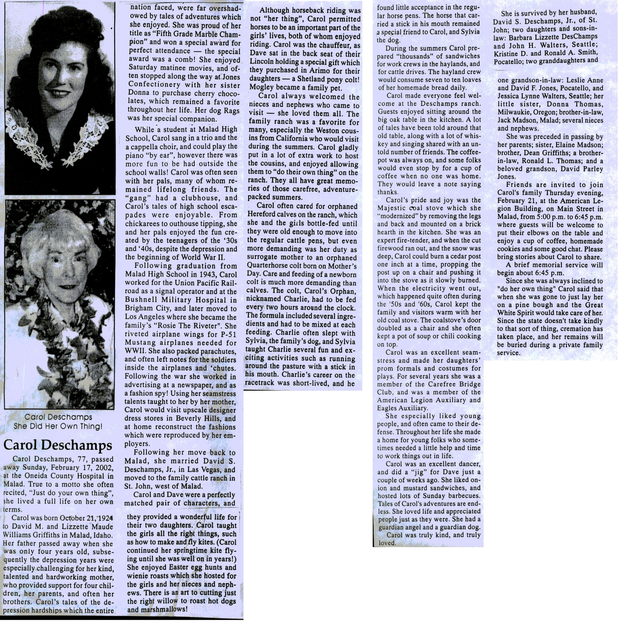 Carol Deschamps obit