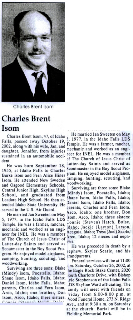 Charles Brent Isom obit