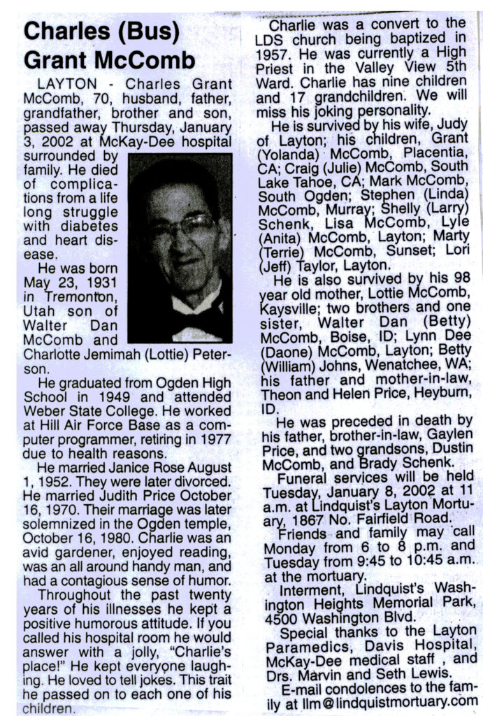 Charles (Bus) Grant McComb obit
