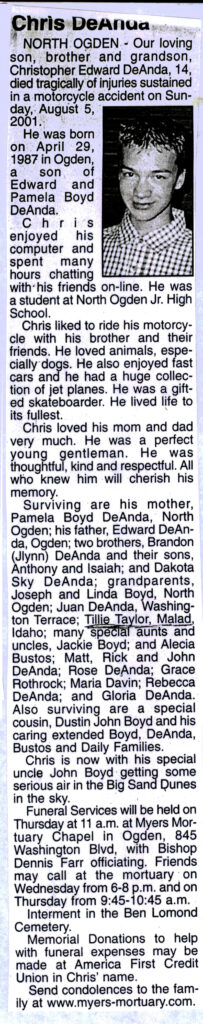 Christopher Edward DeAnda obit