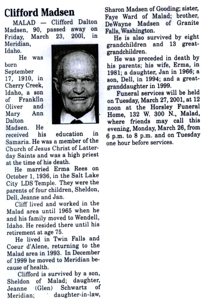 Clifford Dalton Madsen obit