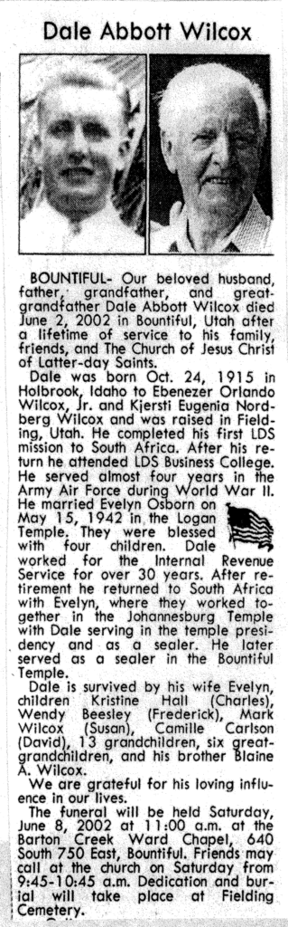 Dale Abbott Wilcox obit