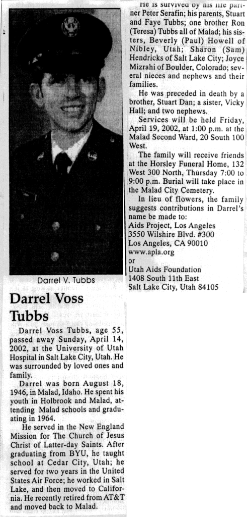 Darrel Voss Tubbs obit