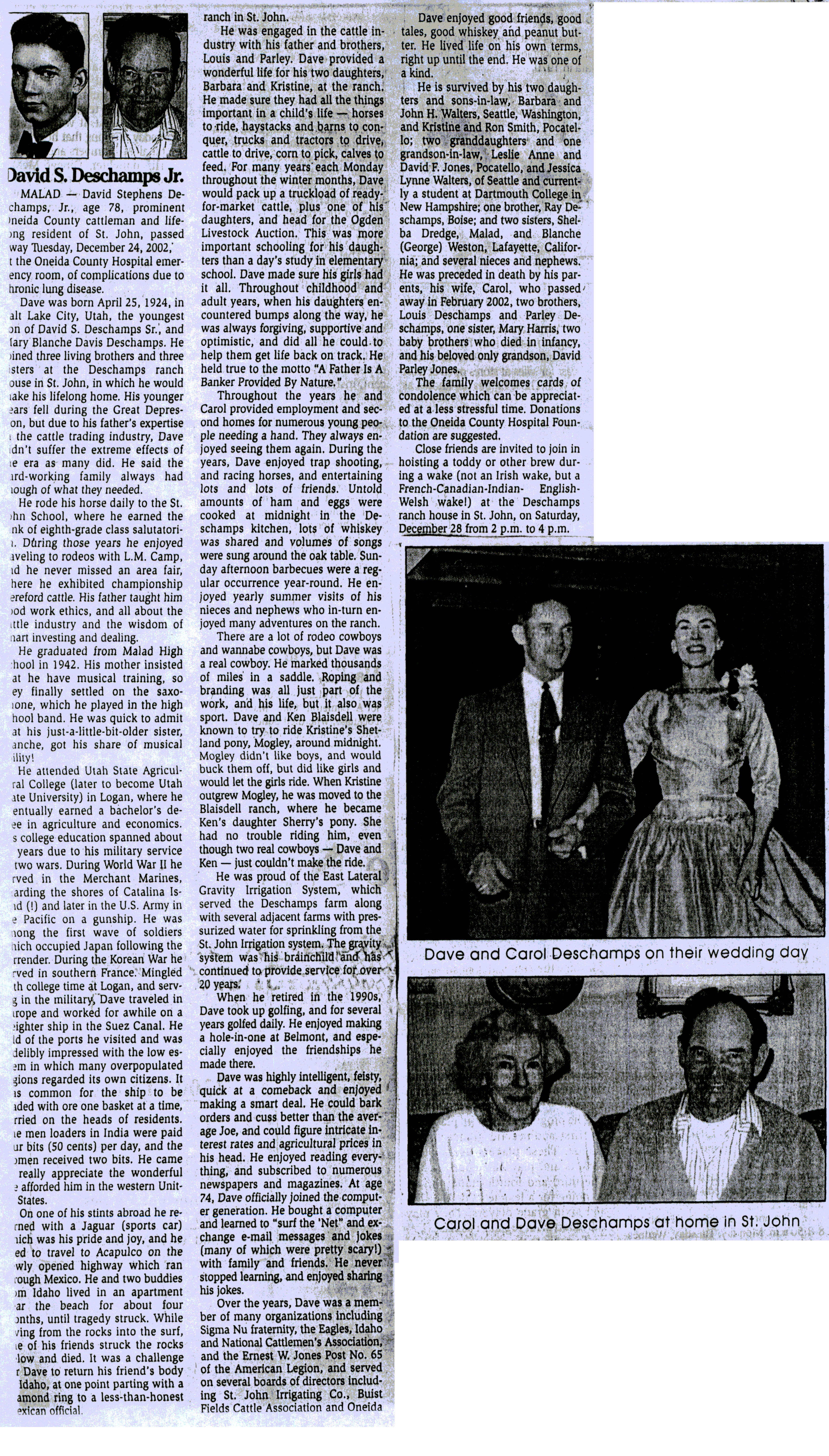 David Stephens Deschamps Jr obit
