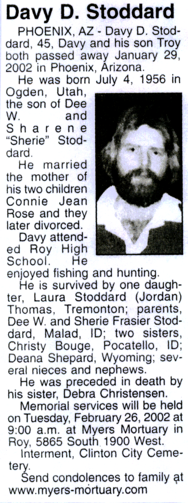 Davy D Stoddard obit