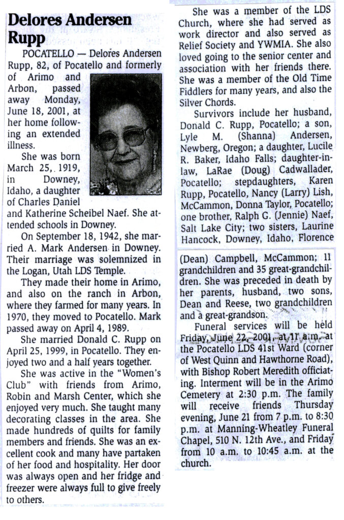 Delores Andersen Rupp obit