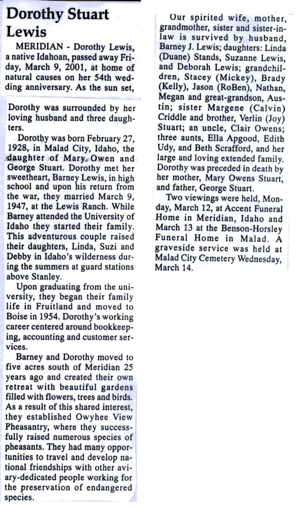 Dorothy Stuart Lewis obit