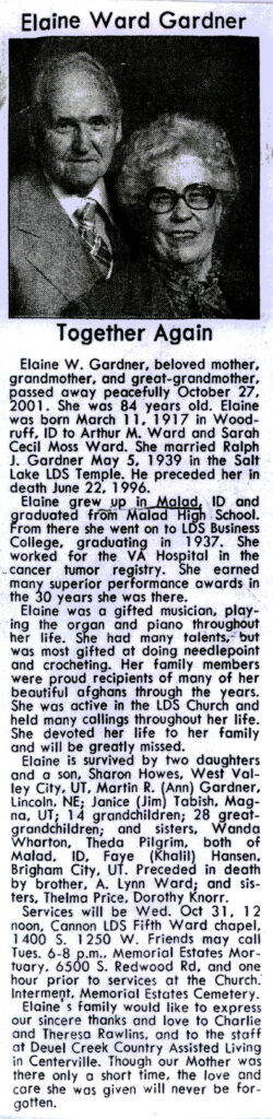 Elaine Ward Gardner obit